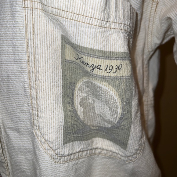 VINTAGE Barbara Blue Shirt Mens Size S Short Sleeve kenya tan Button Up - Picture 2 of 9